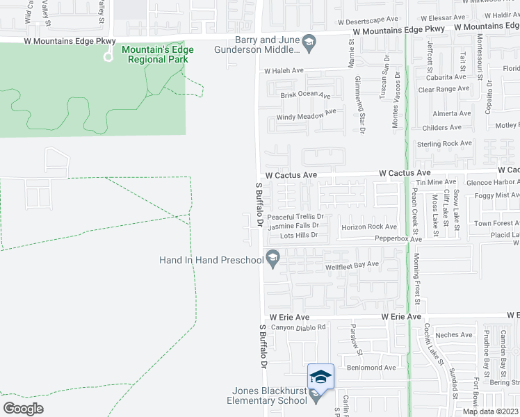 map of restaurants, bars, coffee shops, grocery stores, and more near 10589 South Buffalo Drive in Las Vegas