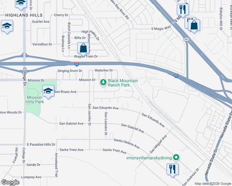map of restaurants, bars, coffee shops, grocery stores, and more near 926 San Bruno Avenue in Henderson