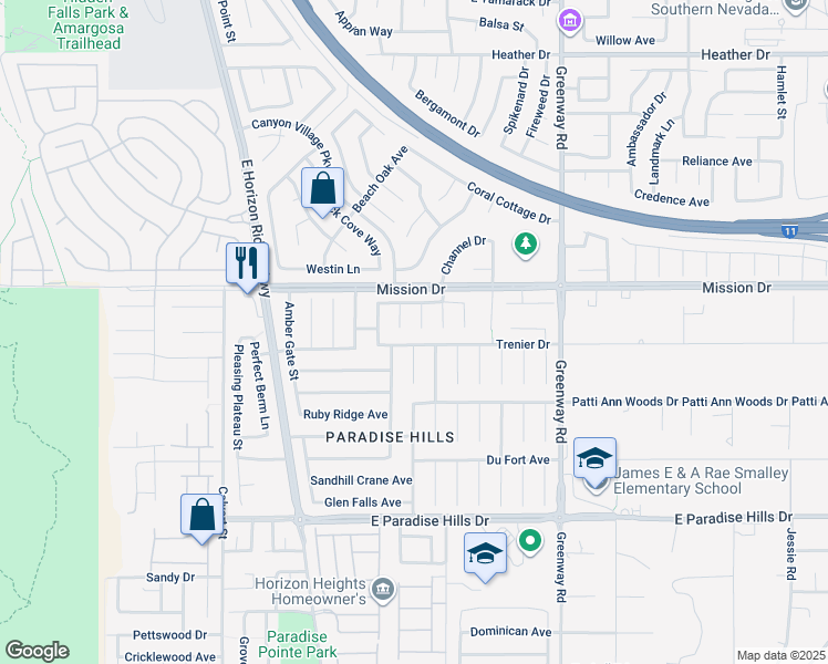 map of restaurants, bars, coffee shops, grocery stores, and more near 1013 Rose River Court in Henderson