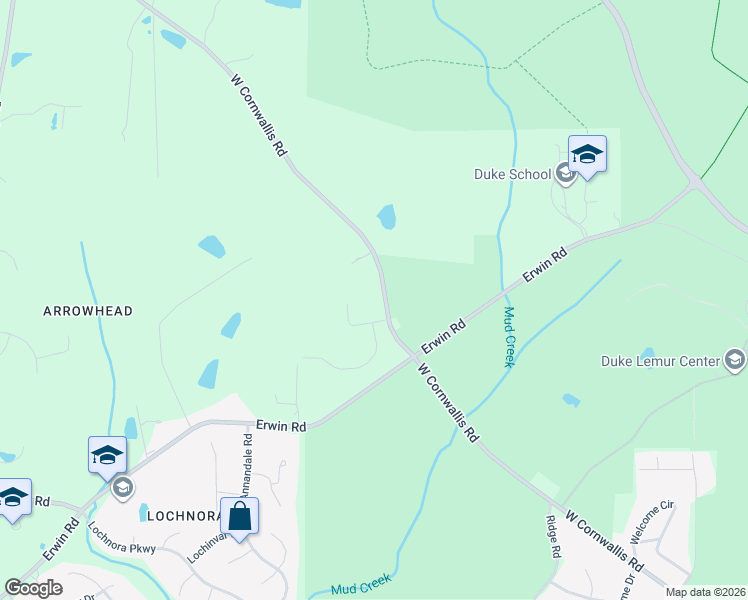 map of restaurants, bars, coffee shops, grocery stores, and more near 3214 Jennifer Drive in Durham