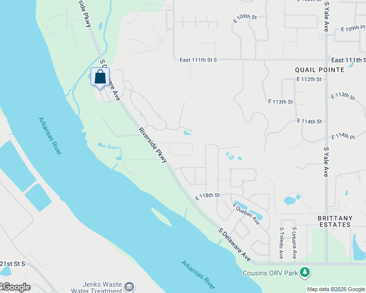 map of restaurants, bars, coffee shops, grocery stores, and more near 3715 East 115th Place South in Tulsa