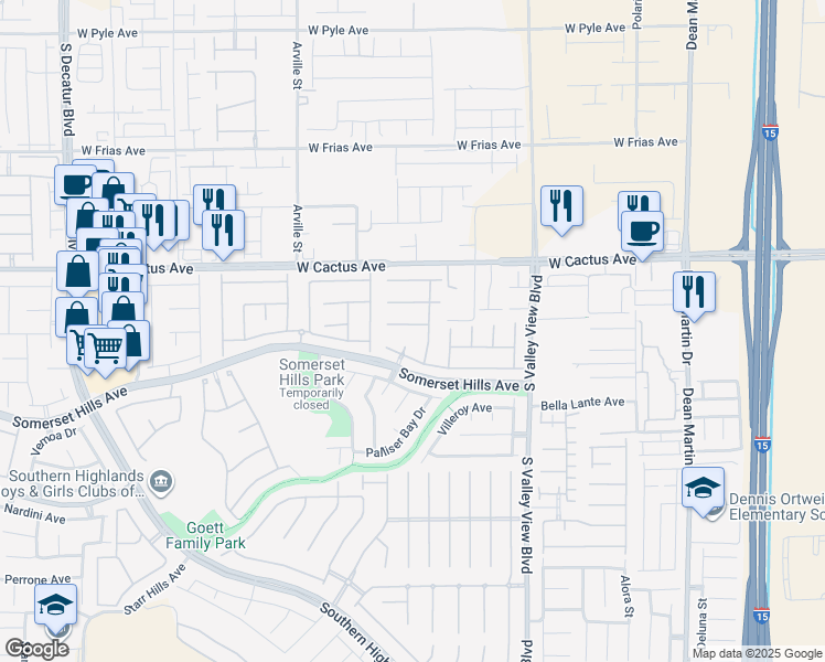 map of restaurants, bars, coffee shops, grocery stores, and more near 4119 Demoline Circle in Las Vegas