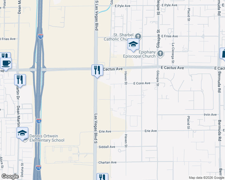 map of restaurants, bars, coffee shops, grocery stores, and more near 63 East Conn Avenue in Las Vegas