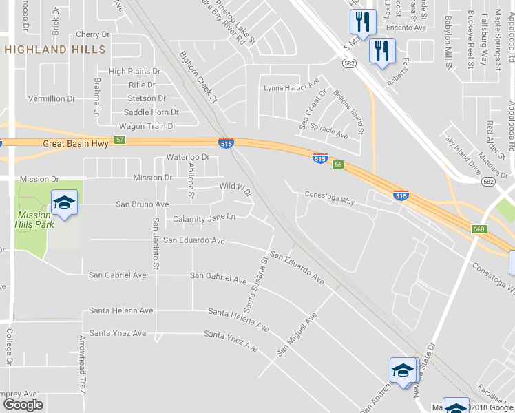 map of restaurants, bars, coffee shops, grocery stores, and more near 958 Wild West Drive in Henderson