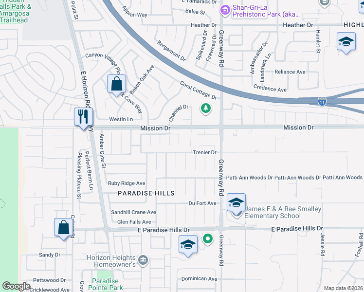 map of restaurants, bars, coffee shops, grocery stores, and more near 1014 Desert Retreat Court in Henderson