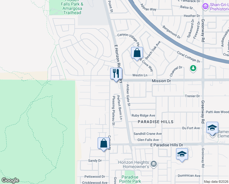 map of restaurants, bars, coffee shops, grocery stores, and more near 28 Distinguished Way in Henderson