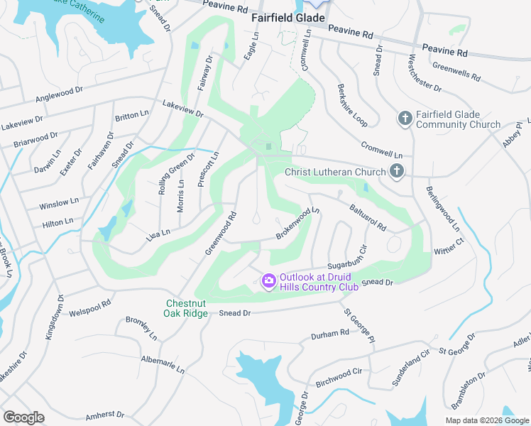 map of restaurants, bars, coffee shops, grocery stores, and more near 29 Druid Circle in Crossville