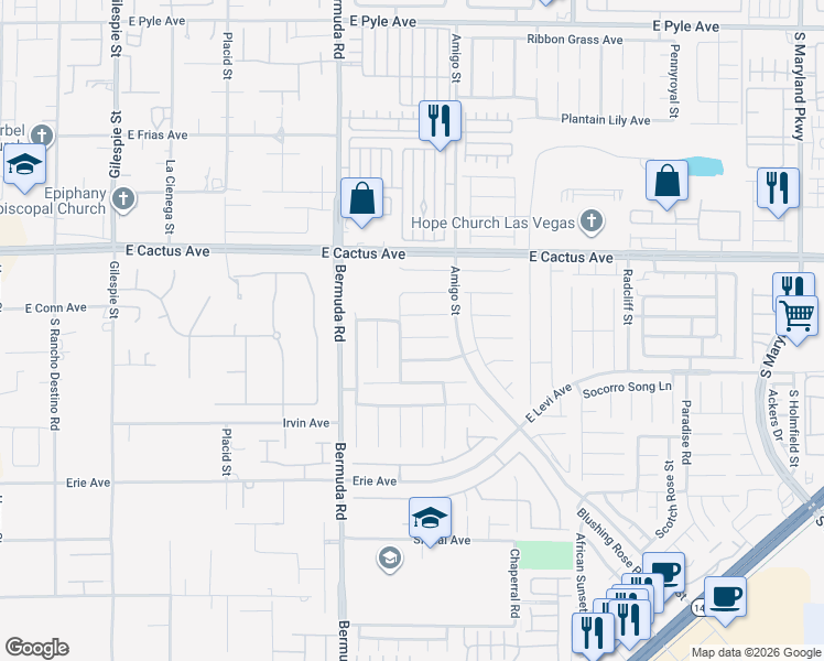 map of restaurants, bars, coffee shops, grocery stores, and more near 523 Pale Pueblo Court in Las Vegas