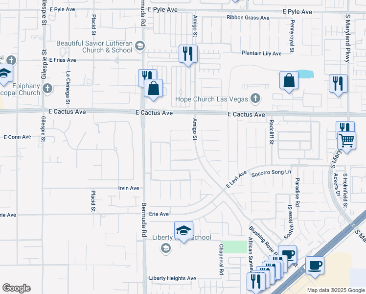map of restaurants, bars, coffee shops, grocery stores, and more near 554 Campus Oaks Court in Las Vegas