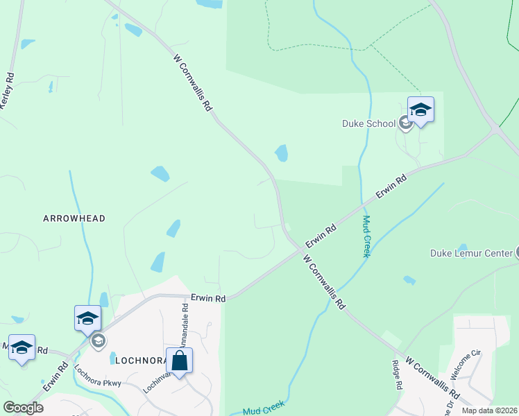 map of restaurants, bars, coffee shops, grocery stores, and more near 3214 Jennifer Drive in Durham