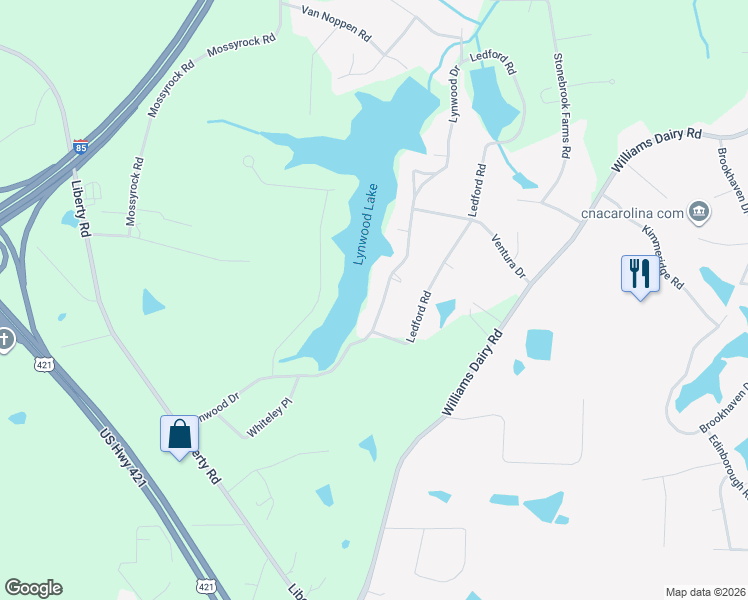 map of restaurants, bars, coffee shops, grocery stores, and more near 2009 Lynwood Drive in Greensboro