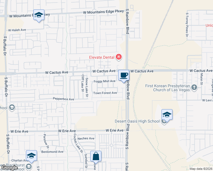 map of restaurants, bars, coffee shops, grocery stores, and more near 10589 Natural Bridge Street in Las Vegas