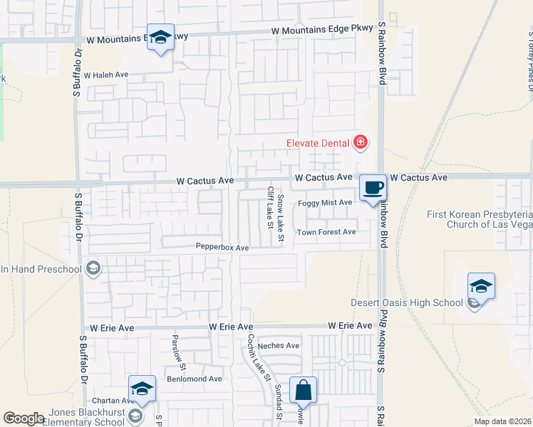 map of restaurants, bars, coffee shops, grocery stores, and more near 10589 Cliff Lake Street in Las Vegas