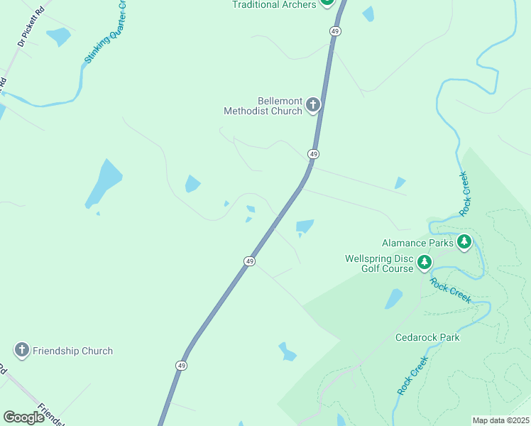 map of restaurants, bars, coffee shops, grocery stores, and more near 5157 State Highway 49 in Burlington