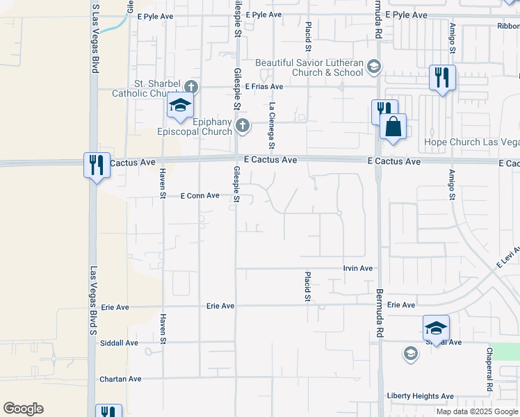 map of restaurants, bars, coffee shops, grocery stores, and more near 225 Bethwick Cir in Las Vegas