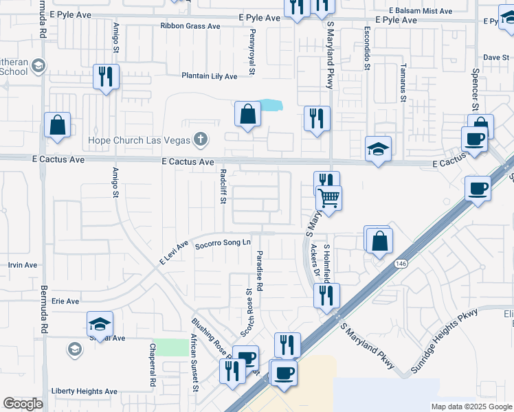 map of restaurants, bars, coffee shops, grocery stores, and more near 989 Grand Cerritos Avenue in Las Vegas