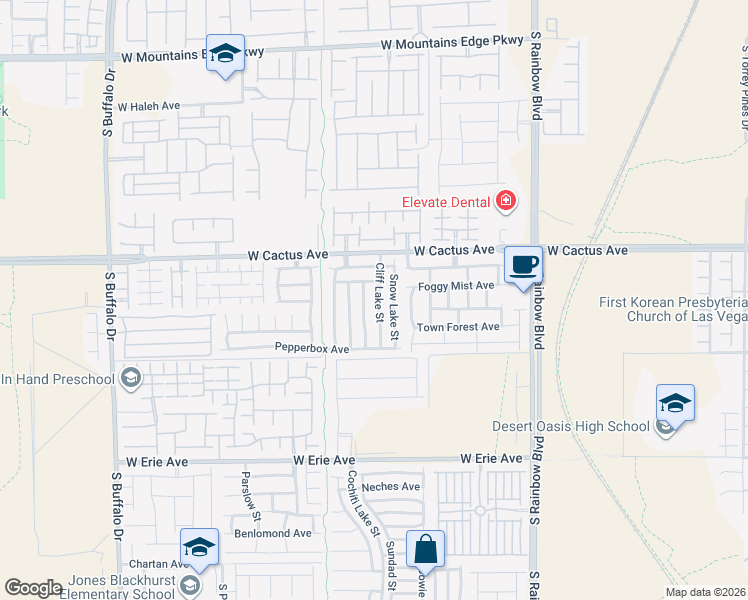 map of restaurants, bars, coffee shops, grocery stores, and more near 10589 Cliff Lake Street in Las Vegas