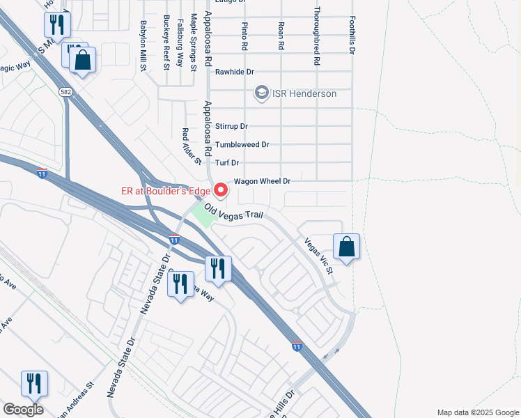 map of restaurants, bars, coffee shops, grocery stores, and more near 1571 Cattle Ranch Place in Henderson