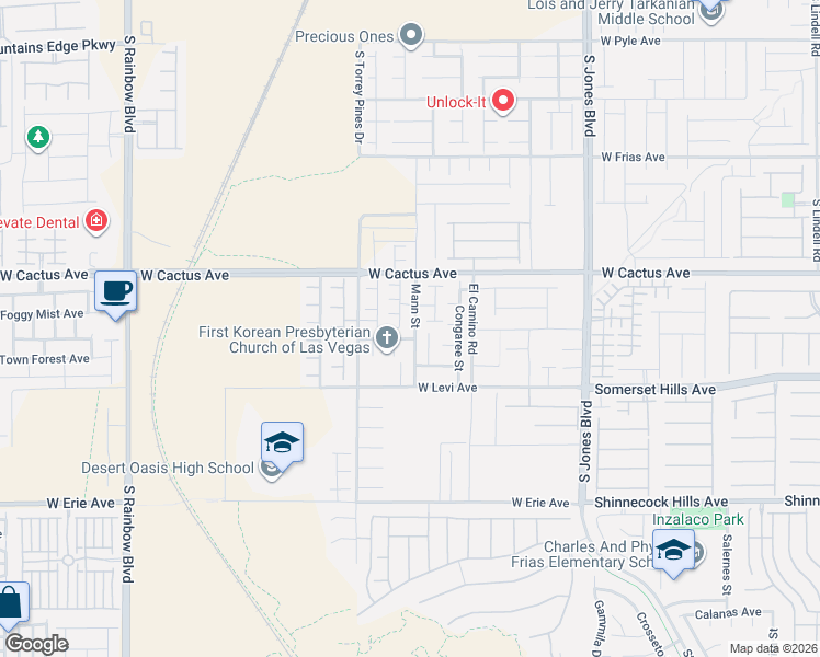map of restaurants, bars, coffee shops, grocery stores, and more near 10591 Mann Street in Las Vegas