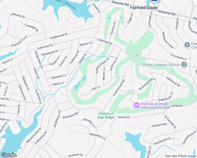map of restaurants, bars, coffee shops, grocery stores, and more near 139 Rolling Green Drive in Crossville