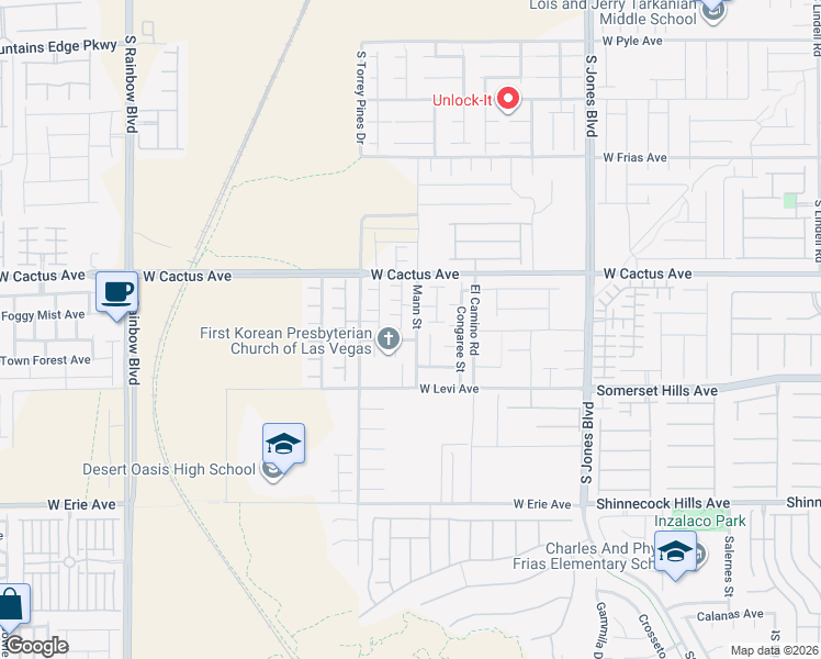 map of restaurants, bars, coffee shops, grocery stores, and more near 10591 Mann Street in Las Vegas