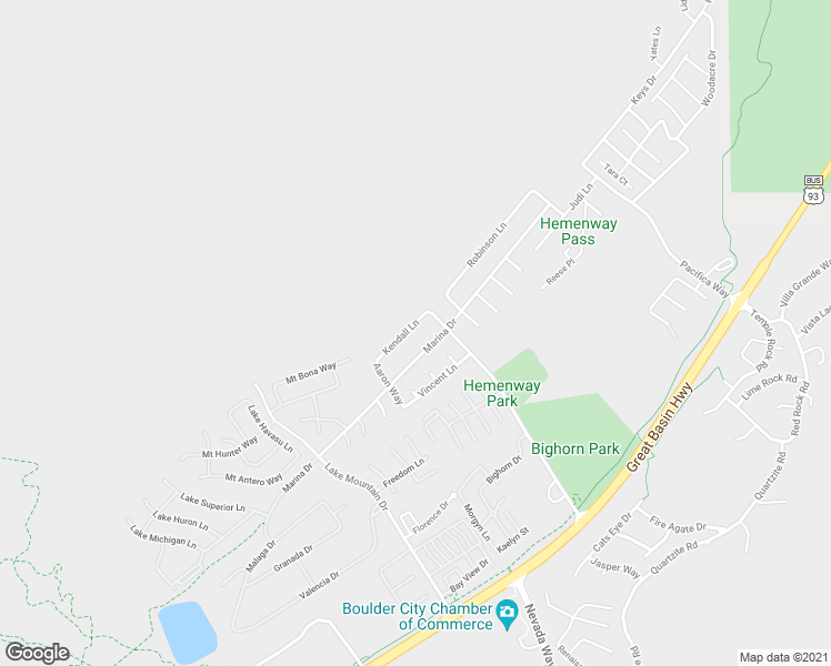 map of restaurants, bars, coffee shops, grocery stores, and more near 729 Kendall Lane in Boulder City