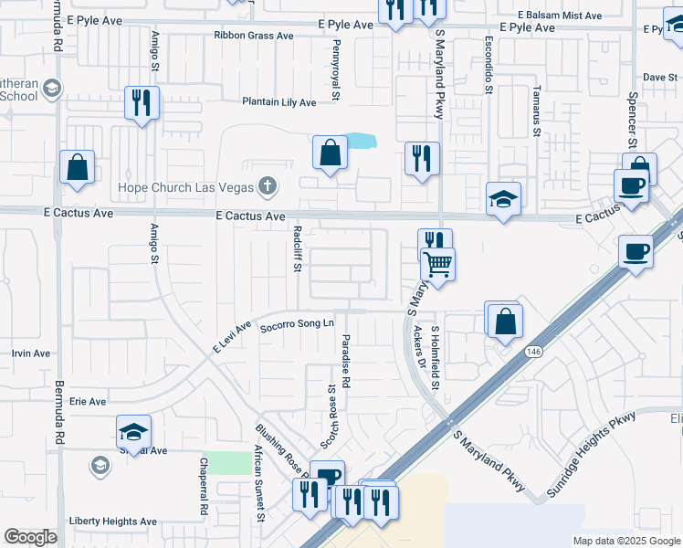 map of restaurants, bars, coffee shops, grocery stores, and more near 989 Grand Cerritos Avenue in Las Vegas