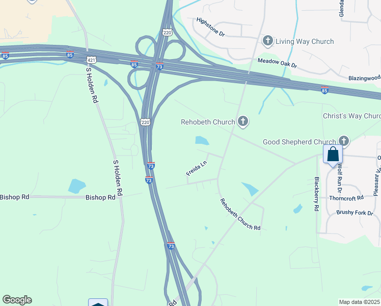 map of restaurants, bars, coffee shops, grocery stores, and more near 1715 Fisher Hill Drive in Greensboro