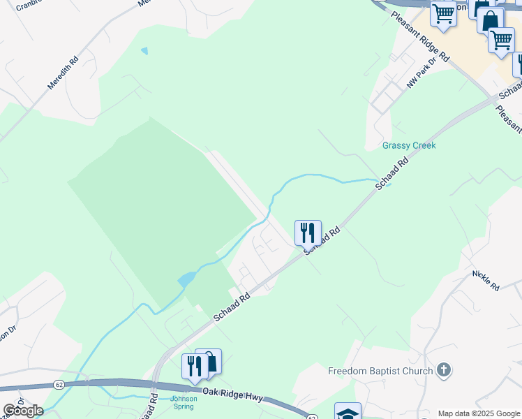 map of restaurants, bars, coffee shops, grocery stores, and more near 6900 La Christa Way in Knoxville