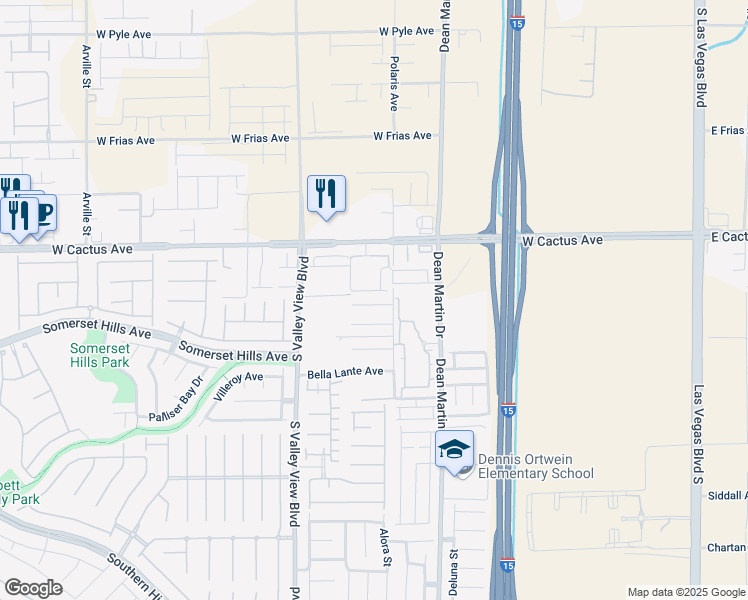 map of restaurants, bars, coffee shops, grocery stores, and more near 3476 Bella Valencia Court in Las Vegas