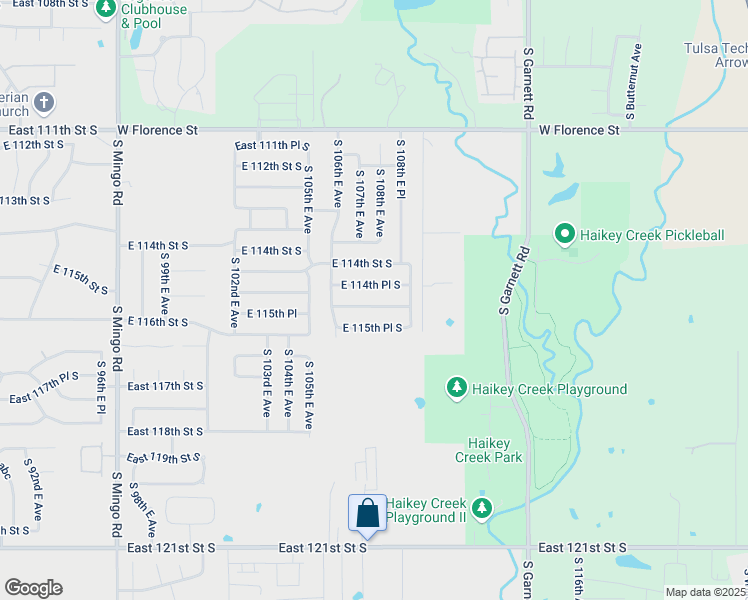 map of restaurants, bars, coffee shops, grocery stores, and more near 10723 East 115th Street South in Bixby