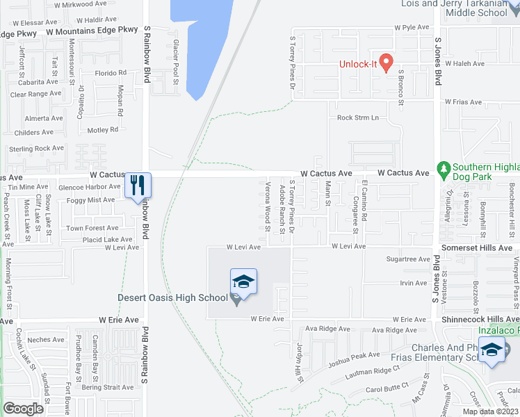 map of restaurants, bars, coffee shops, grocery stores, and more near 6581 Polonius Court in Las Vegas