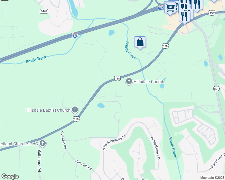 map of restaurants, bars, coffee shops, grocery stores, and more near 143 Merchant Lane in Advance