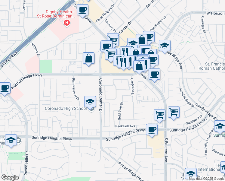 map of restaurants, bars, coffee shops, grocery stores, and more near 2748 Pine Flat Ct in Henderson