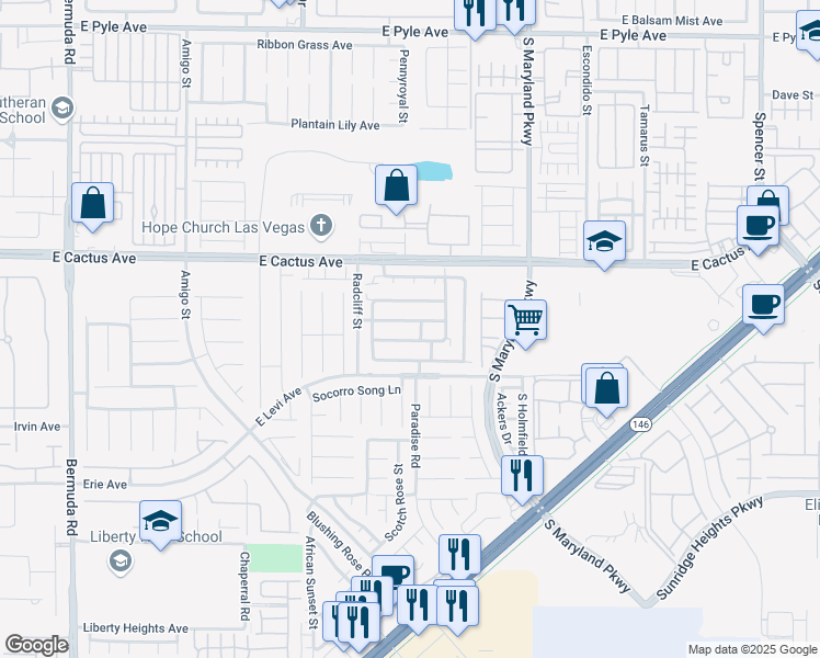 map of restaurants, bars, coffee shops, grocery stores, and more near 989 Grand Cerritos Avenue in Las Vegas