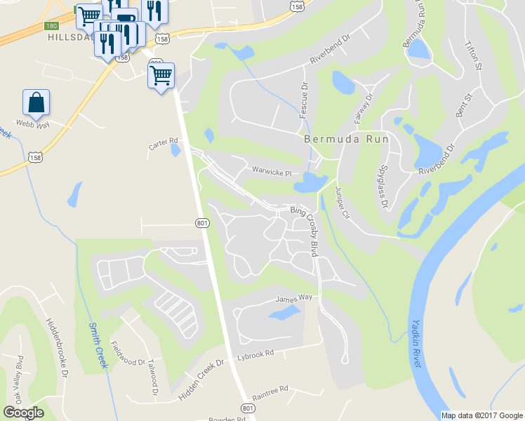 map of restaurants, bars, coffee shops, grocery stores, and more near 381 Hollybrook Drive in Advance