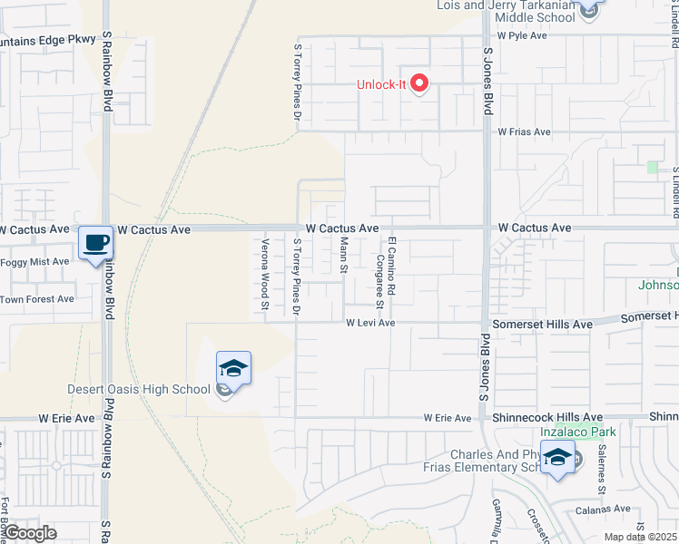 map of restaurants, bars, coffee shops, grocery stores, and more near 10587 Mann Street in Las Vegas
