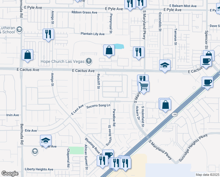 map of restaurants, bars, coffee shops, grocery stores, and more near 971 Grand Cerritos Avenue in Las Vegas