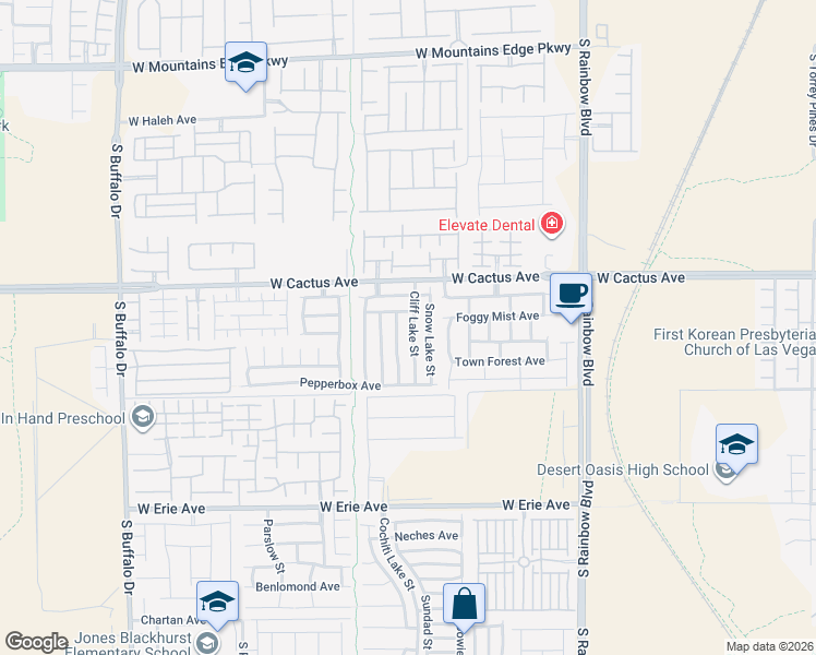 map of restaurants, bars, coffee shops, grocery stores, and more near 10581 Cliff Lake Street in Las Vegas