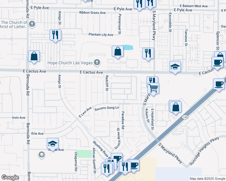 map of restaurants, bars, coffee shops, grocery stores, and more near 937 Grand Cerritos Avenue in Las Vegas
