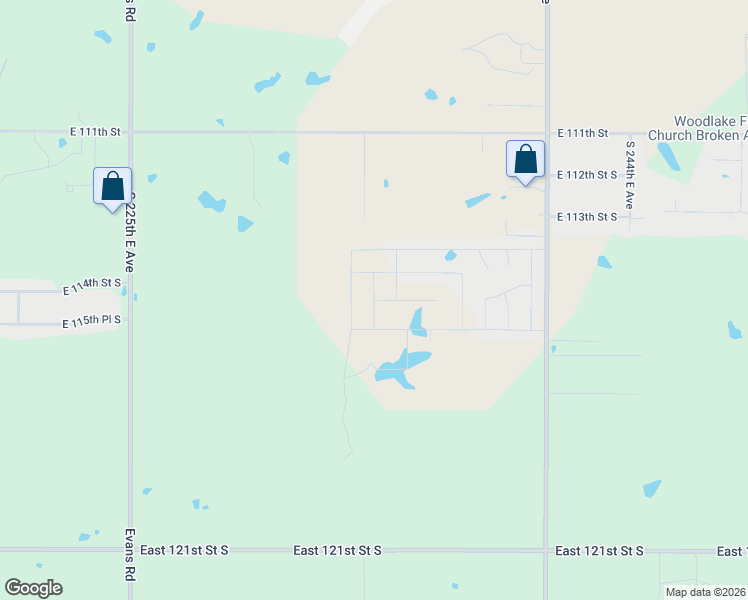 map of restaurants, bars, coffee shops, grocery stores, and more near 11500 South 241st East Avenue in Broken Arrow