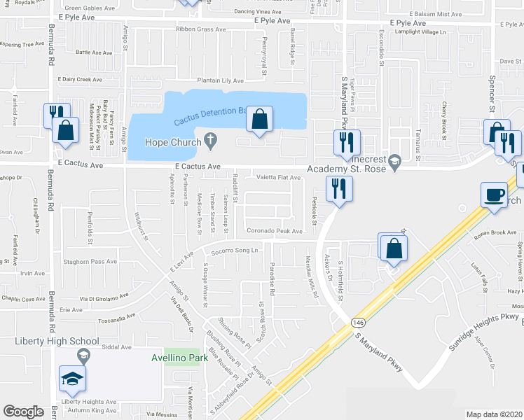 map of restaurants, bars, coffee shops, grocery stores, and more near 989 Grand Cerritos Avenue in Las Vegas
