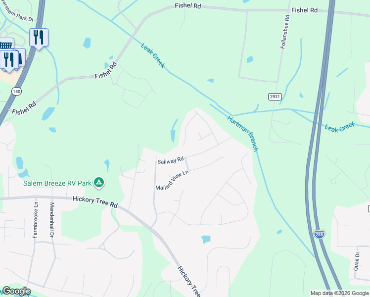 map of restaurants, bars, coffee shops, grocery stores, and more near 301 Sailway Road in Winston-Salem