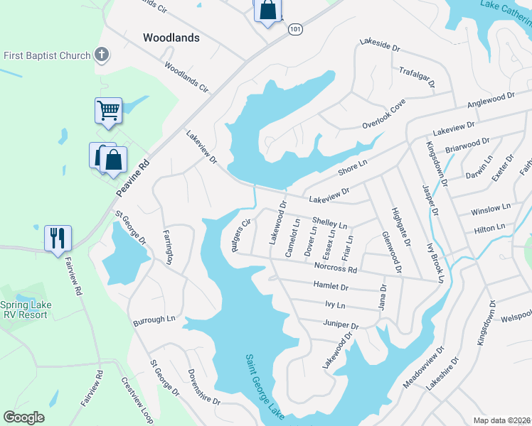 map of restaurants, bars, coffee shops, grocery stores, and more near 103 Rutgers Circle in Crossville