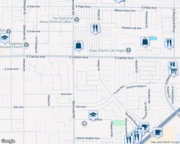 map of restaurants, bars, coffee shops, grocery stores, and more near 523 Pale Pueblo Ct in Las Vegas