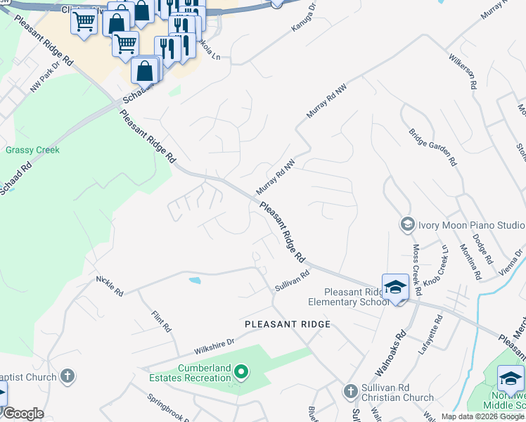 map of restaurants, bars, coffee shops, grocery stores, and more near 6256 Vandemere Drive in Knoxville