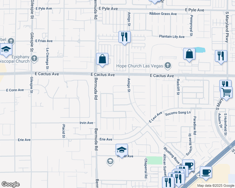 map of restaurants, bars, coffee shops, grocery stores, and more near 523 Pale Pueblo Court in Las Vegas