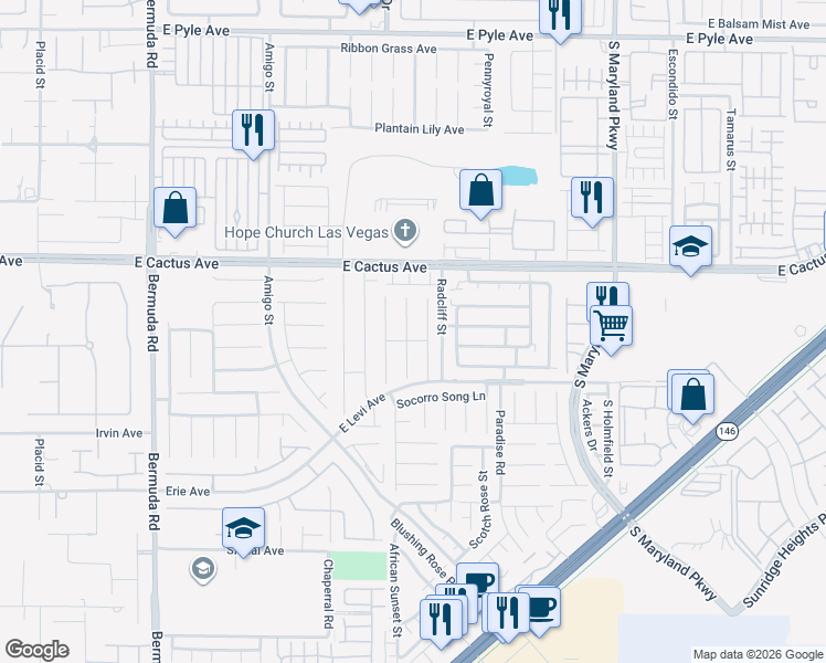 map of restaurants, bars, coffee shops, grocery stores, and more near 10618 Timber Stand Street in Las Vegas