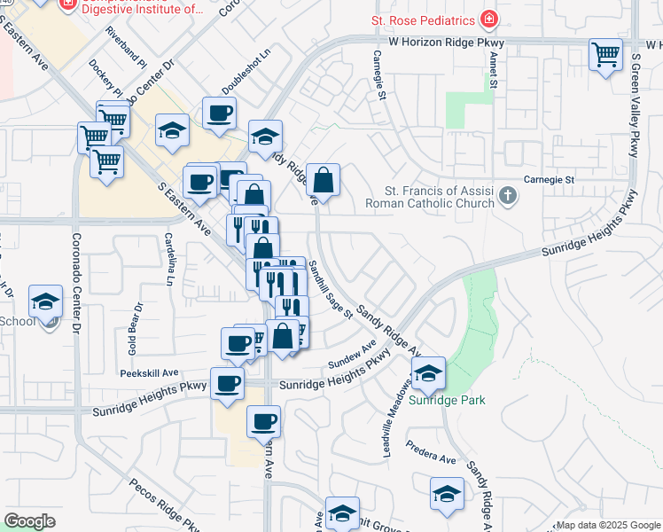 map of restaurants, bars, coffee shops, grocery stores, and more near 909 Sir Winston Street in Henderson