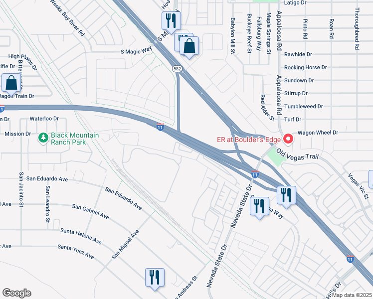map of restaurants, bars, coffee shops, grocery stores, and more near 320 Conestoga Way in Henderson
